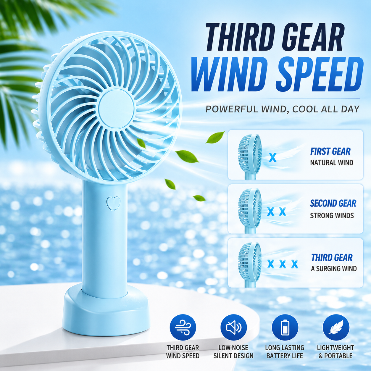 Portable Rechargeable Mini Desktop Cooling Fan – Personal Air Fan