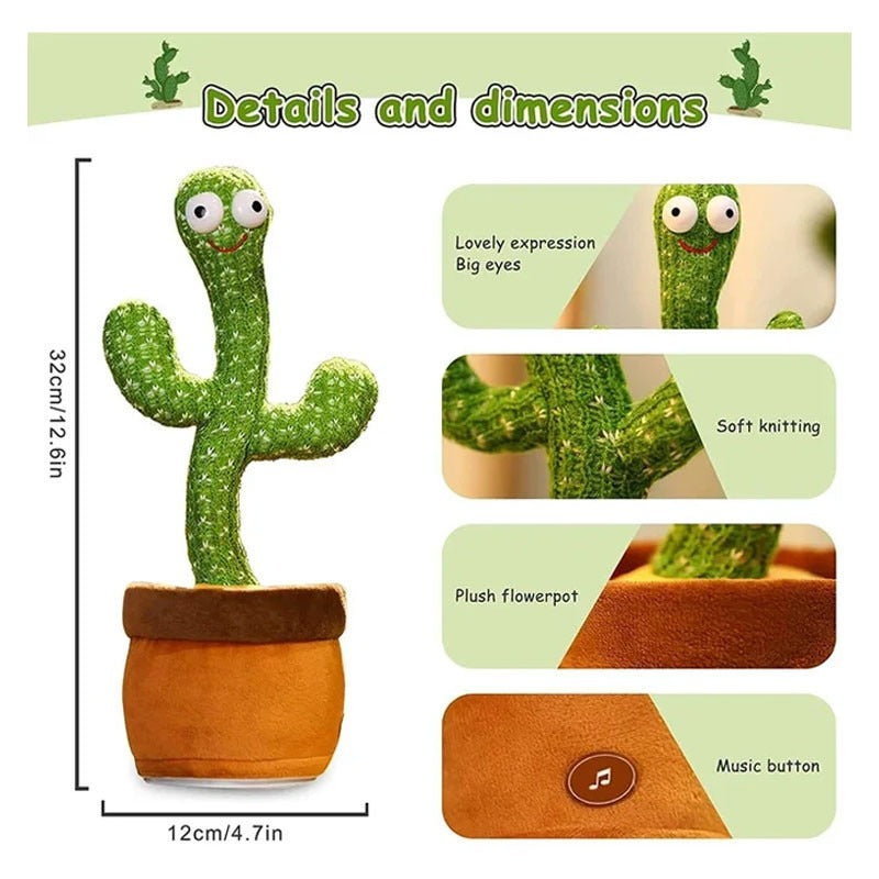 Portable Rechargeable Dancing Cactus Toy – Talking & Musical Baby Toy (With Box)