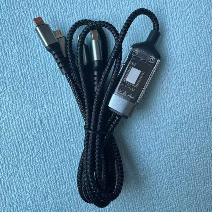3-in-1 Fast Charging Cable | 100W Nylon Braided USB Cable – Type-C, Micro USB & Universal[with Box]