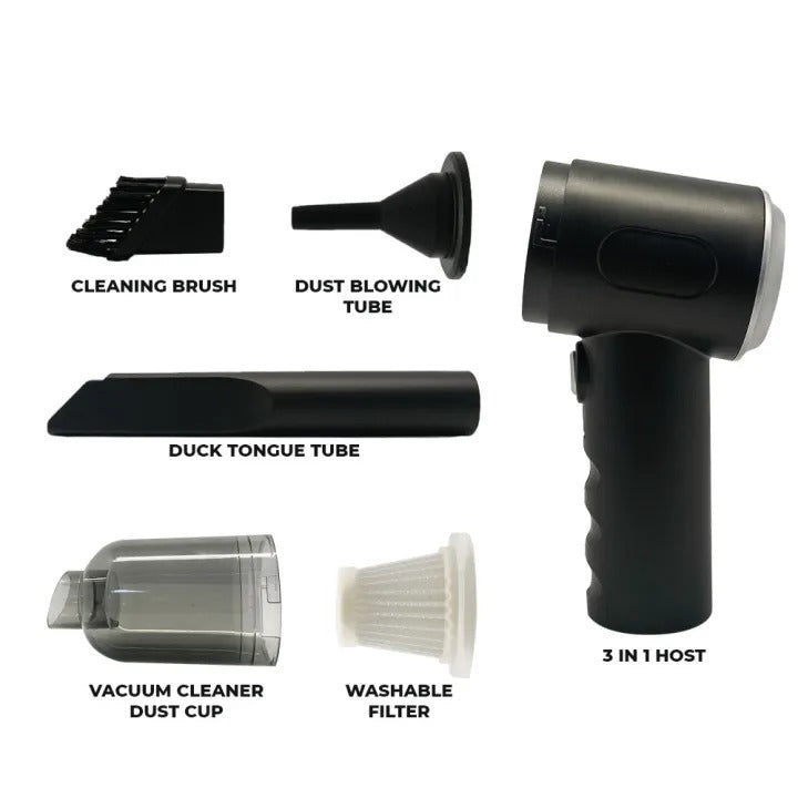 Portable 3-in-1 Vacuum Cleaner – Wireless Handheld Car & Home Vacuum, Air Duster & Blower
