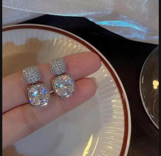 Korean Zircon Crystal Earrings for Women | Golden ZJE-163