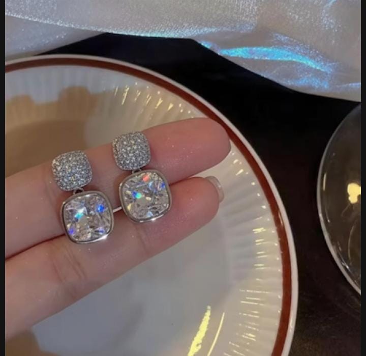 Korean Zircon Crystal Earrings for Women | Golden ZJE-163