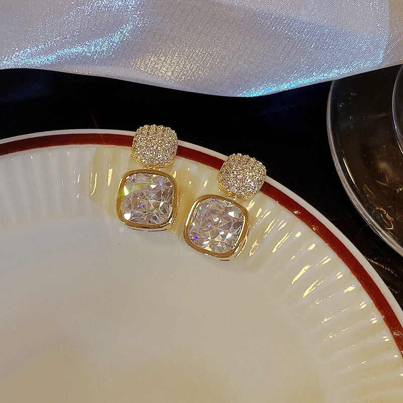 Korean Zircon Crystal Earrings for Women | Golden ZJE-163