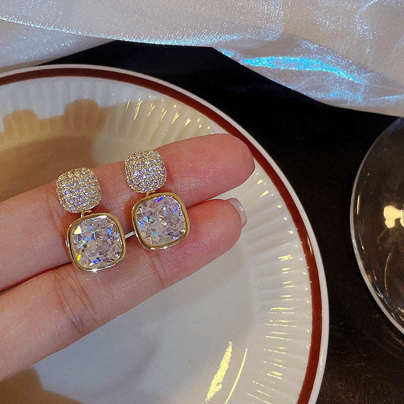 Korean Zircon Crystal Earrings for Women | Golden ZJE-163