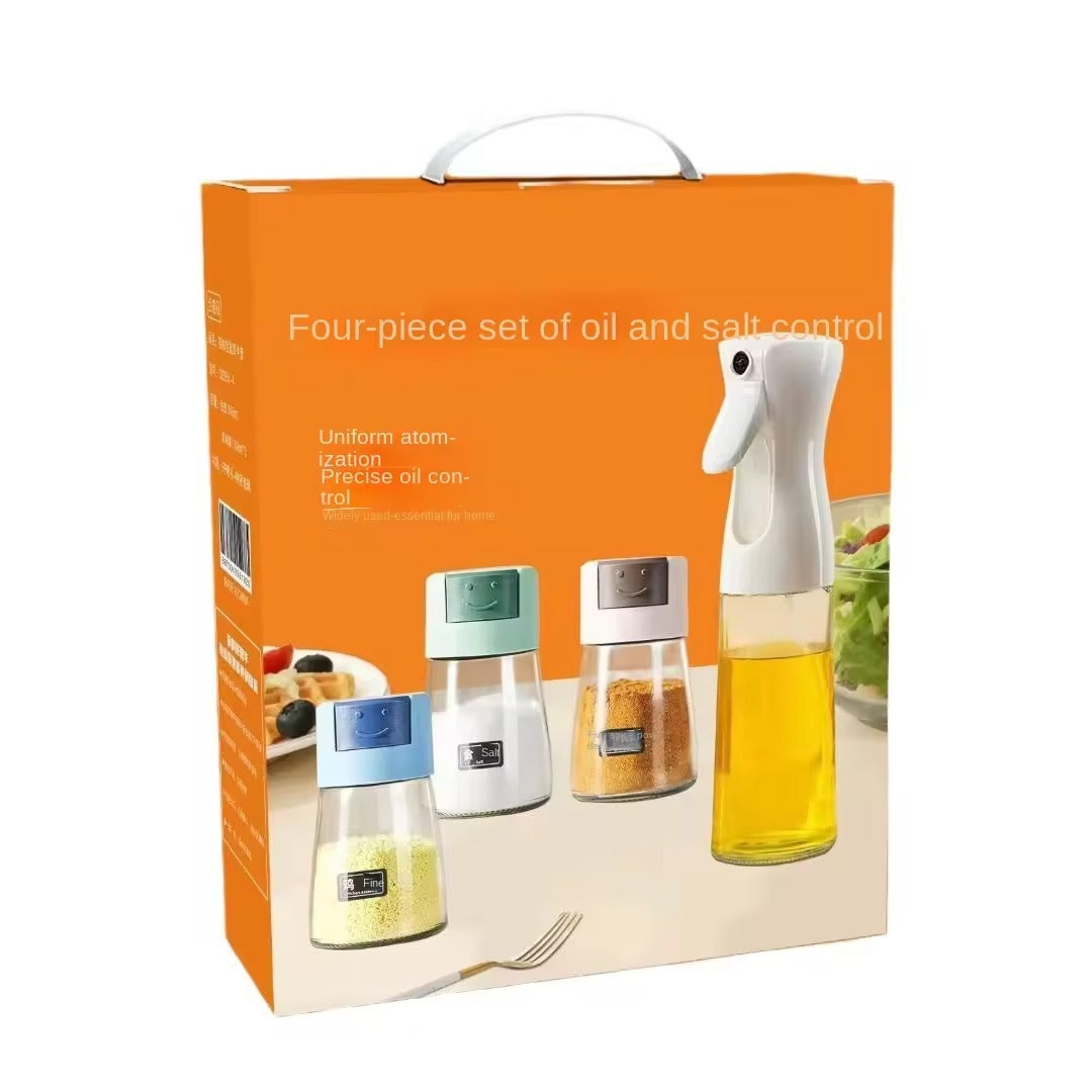 4PCS Daisy Glass Oil & Spice Seasoning Set with Oil Bottle