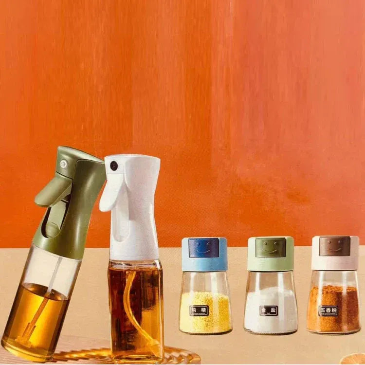 4PCS Daisy Glass Oil & Spice Seasoning Set with Oil Bottle