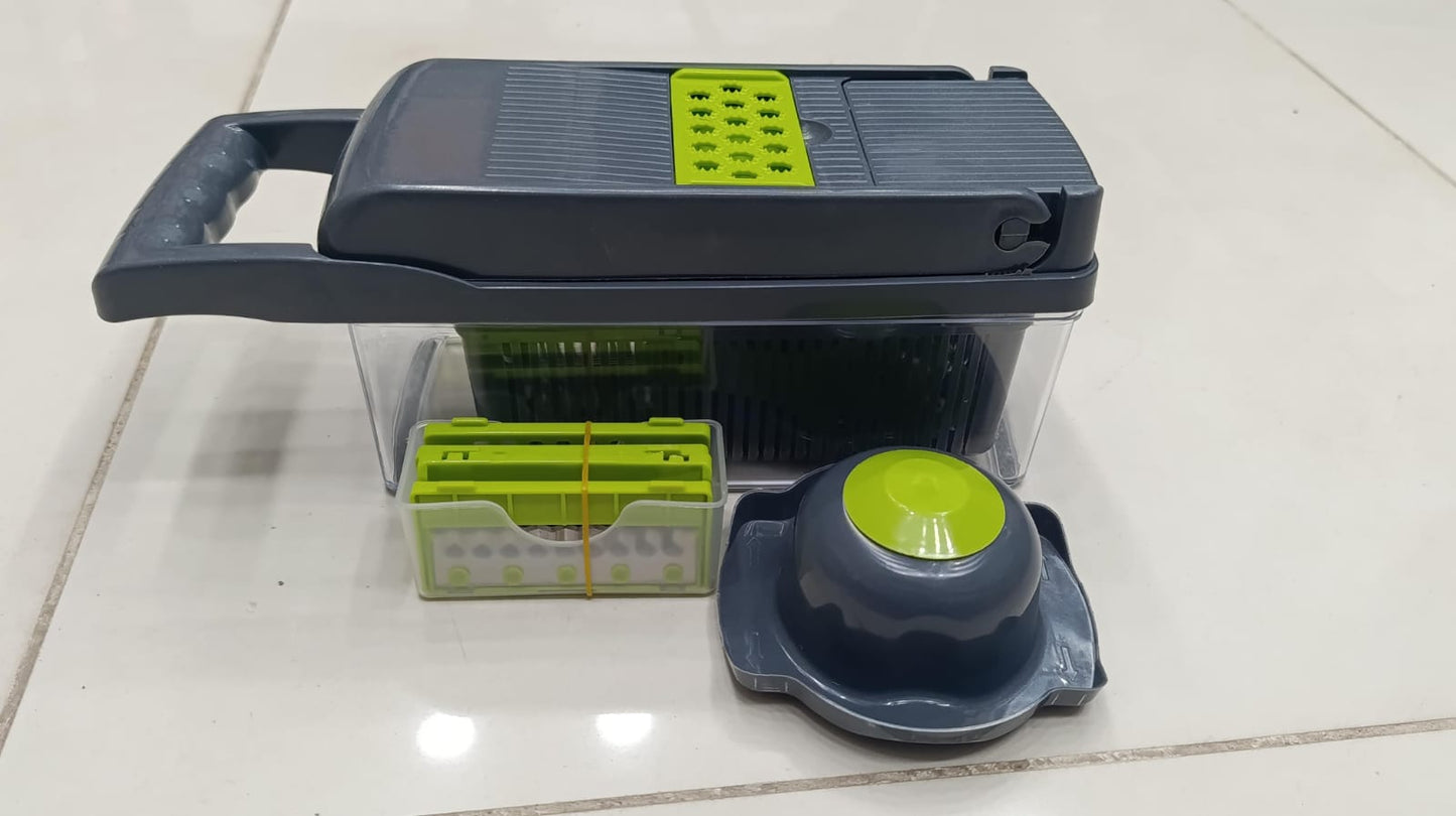 Vegetable Chopper 16 Pcs Set – Manual Food Chopper, Onion Cutter, Vegetable Slicer, Dicer & Grater
