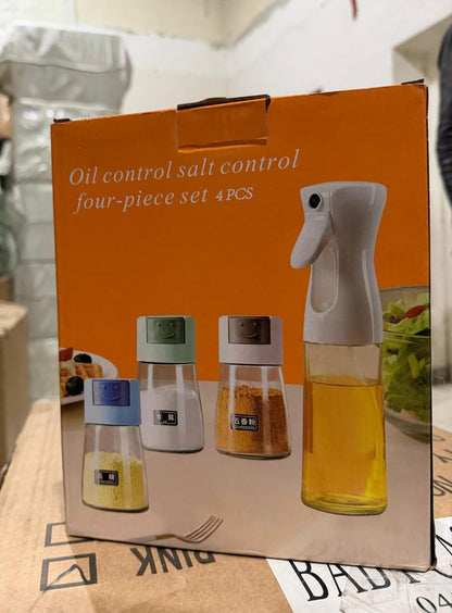 4PCS Daisy Glass Oil & Spice Seasoning Set with Oil Bottle