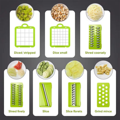 Vegetable Chopper 16 Pcs Set – Manual Food Chopper, Onion Cutter, Vegetable Slicer, Dicer & Grater