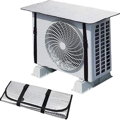 AC Outdoor Unit Sunshade Cover – Silver Reflective Heat Shield & Dust Protector with Clips