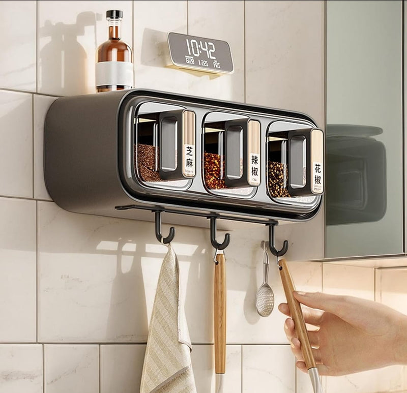 Wall Mounted Seasoning Box – Transparent Space-Saving Kitchen Organizer