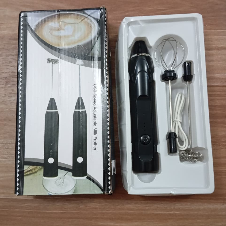 2 in 1 Electric Milk Frother & Egg Whisk – USB Rechargeable Coffee Beater