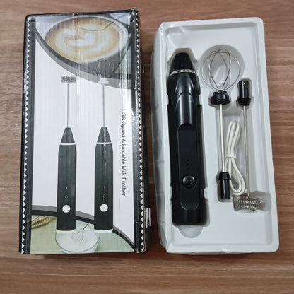 2 in 1 Electric Milk Frother & Egg Whisk – USB Rechargeable Coffee Beater