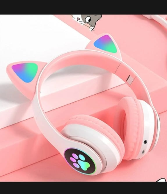 Cat Ear Bluetooth Headphones with RGB LED Lights & Stereo Bass