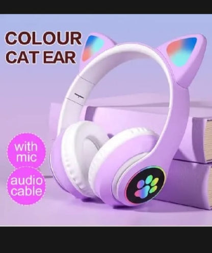 Cat Ear Bluetooth Headphones with RGB LED Lights & Stereo Bass