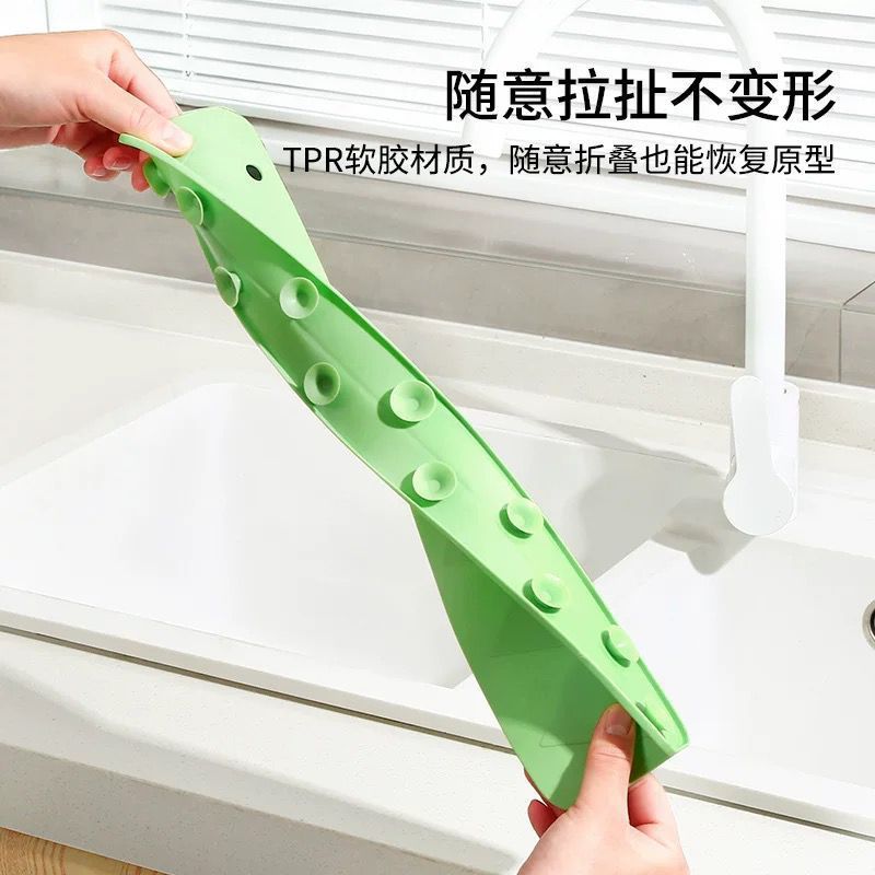 Kitchen Sink Splash Guard – 48cm Silicone Faucet Splash Protector & Drain Drying Mat
