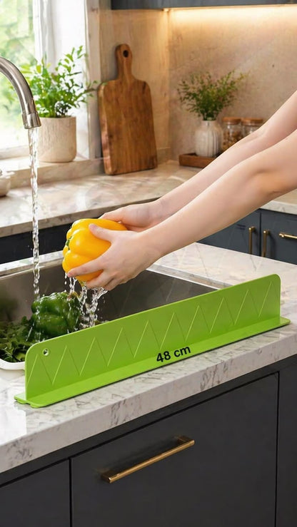 Kitchen Sink Splash Guard – 48cm Silicone Faucet Splash Protector & Drain Drying Mat