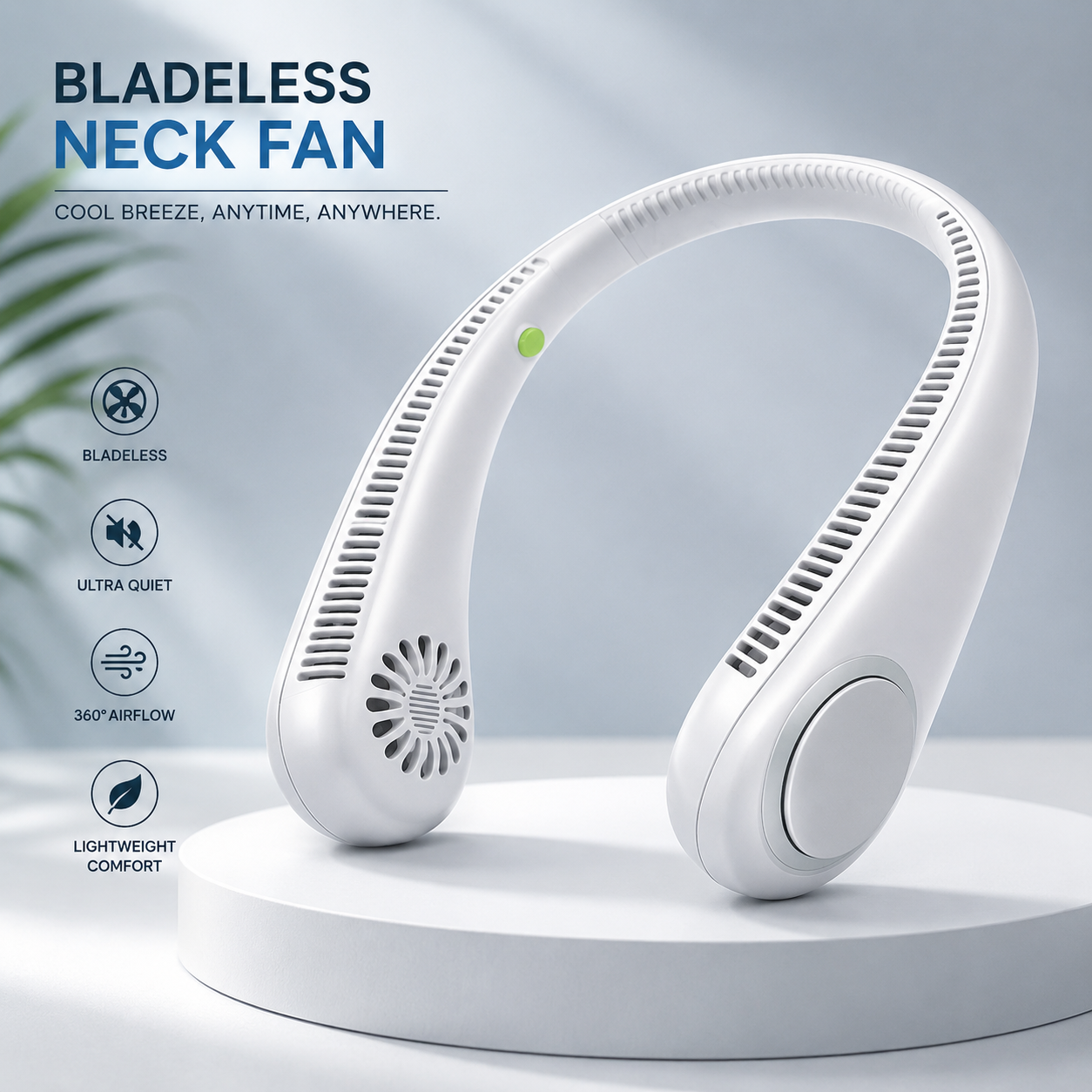 STREET VENDOR Bladeless Neck Fan – Portable USB Rechargeable Personal Cooler