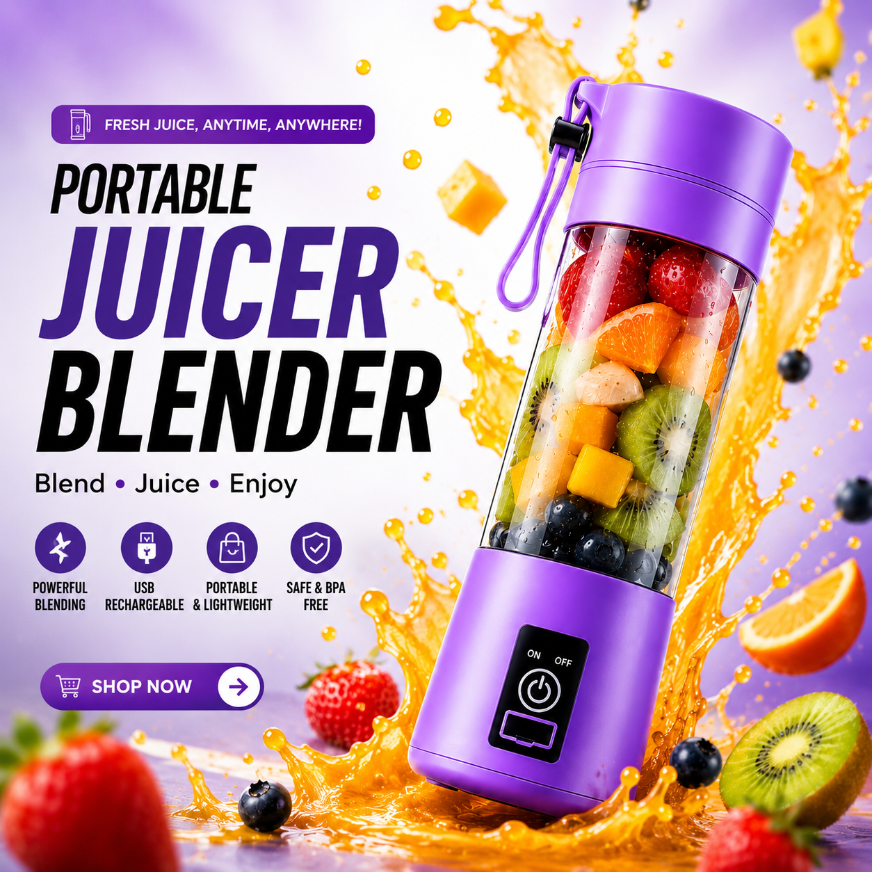 Electric Fruit Extractor Juice Blender Machine Rechargeable