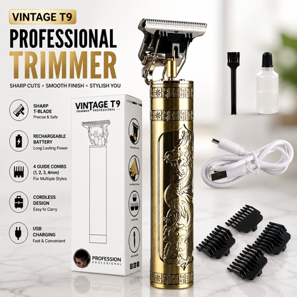 Vintage T9 USB Rechargeable Hair Trimmer for Men | Beard & Hair Clipper