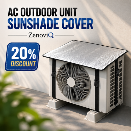 AC Outdoor Unit Sunshade Cover – Silver Reflective Heat Shield & Dust Protector with Clips