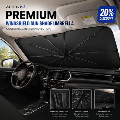 Premium Car Windshield Sun Shade Umbrella – Foldable UV Reflective Front Window Sunshade