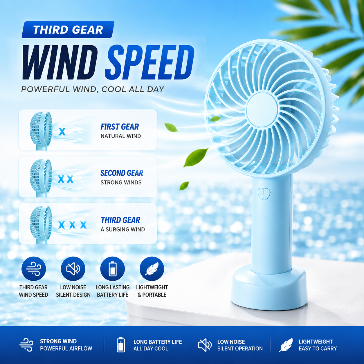 Portable Rechargeable Mini Desktop Cooling Fan – Personal Air Fan
