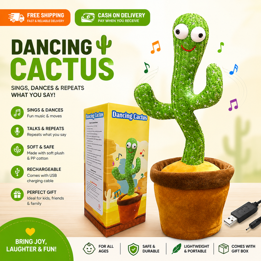 Portable Rechargeable Dancing Cactus Toy – Talking & Musical Baby Toy (With Box)
