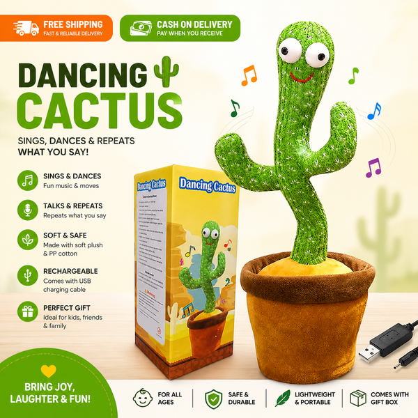 Portable Rechargeable Dancing Cactus Toy – Talking & Musical Baby Toy (With Box)