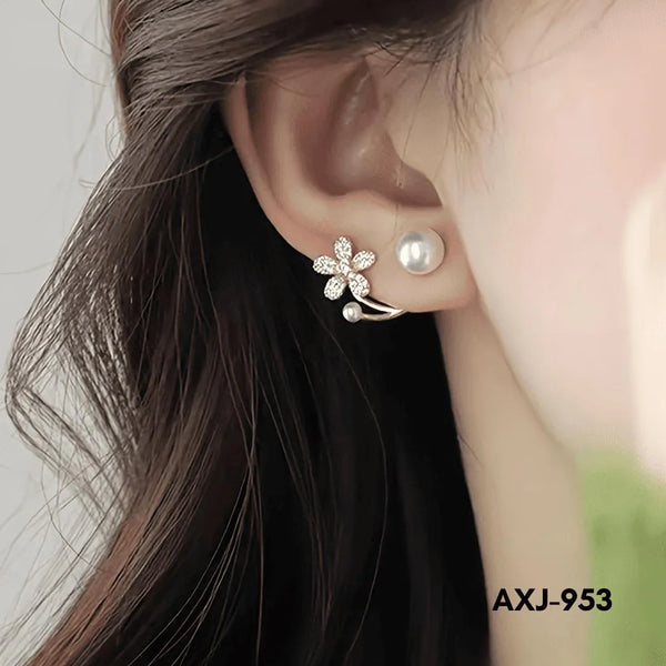 Flower Pearl Zircon Earrings for Women | Golden & Silver