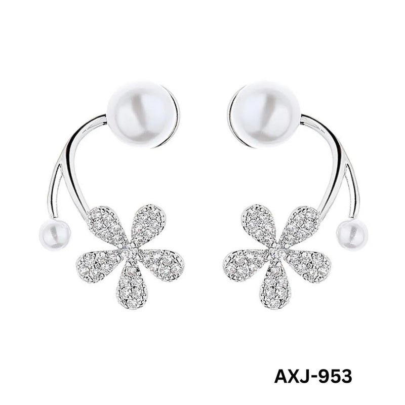 Flower Pearl Zircon Earrings for Women | Golden & Silver