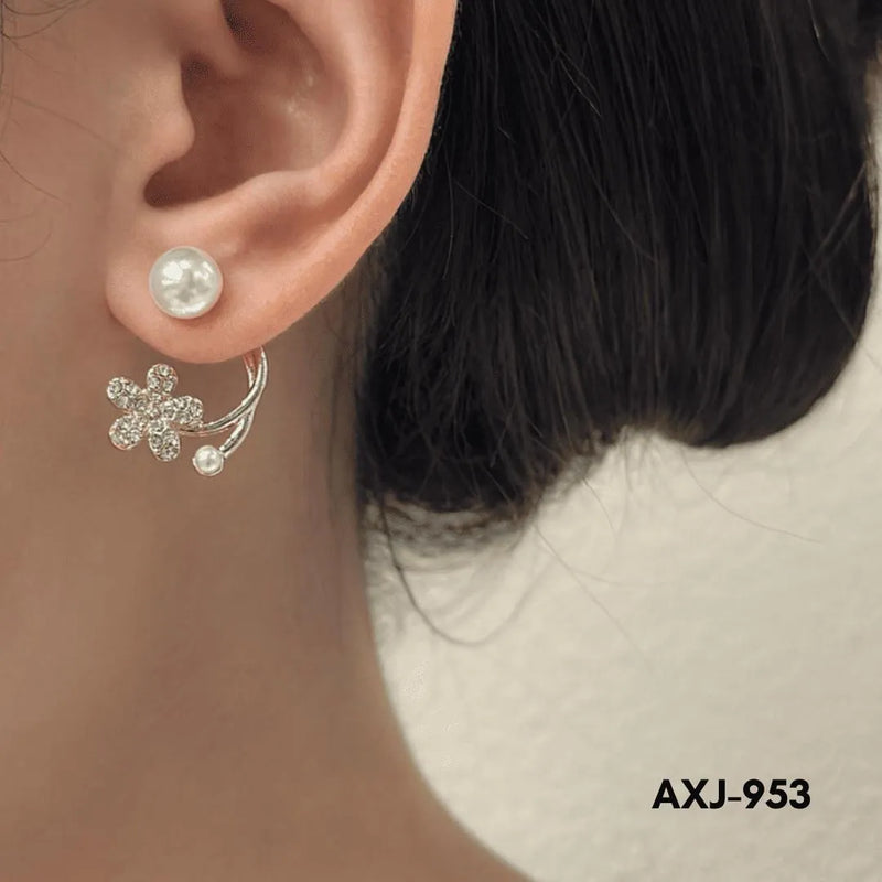 Flower Pearl Zircon Earrings for Women | Golden & Silver