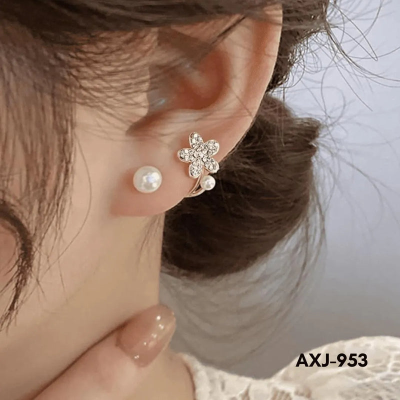 Flower Pearl Zircon Earrings for Women | Golden & Silver