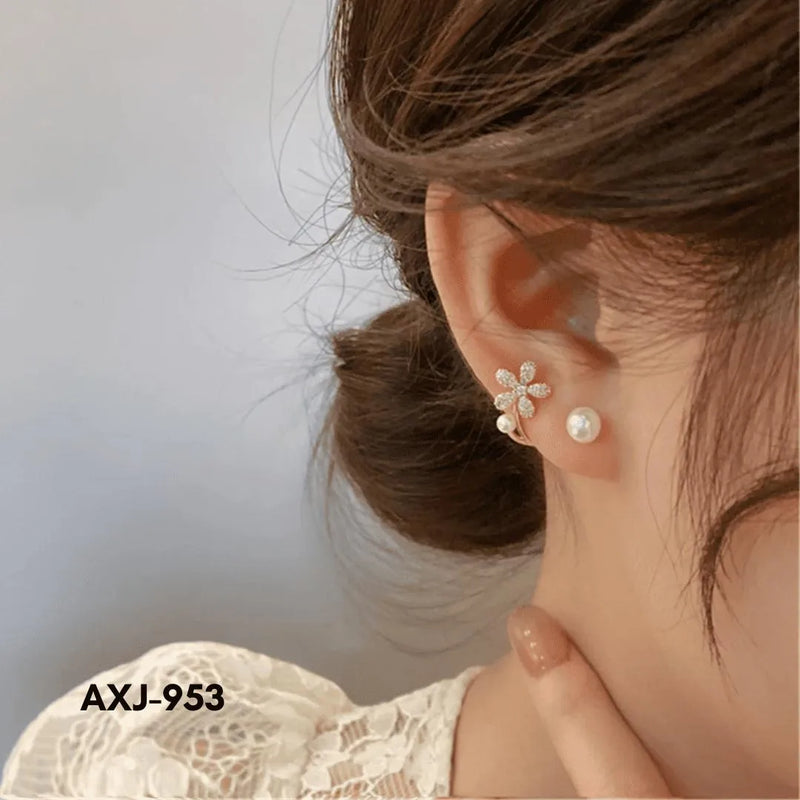 Flower Pearl Zircon Earrings for Women | Golden & Silver