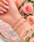 Golden Pink Tulip Bracelet for Women | QWJ-187